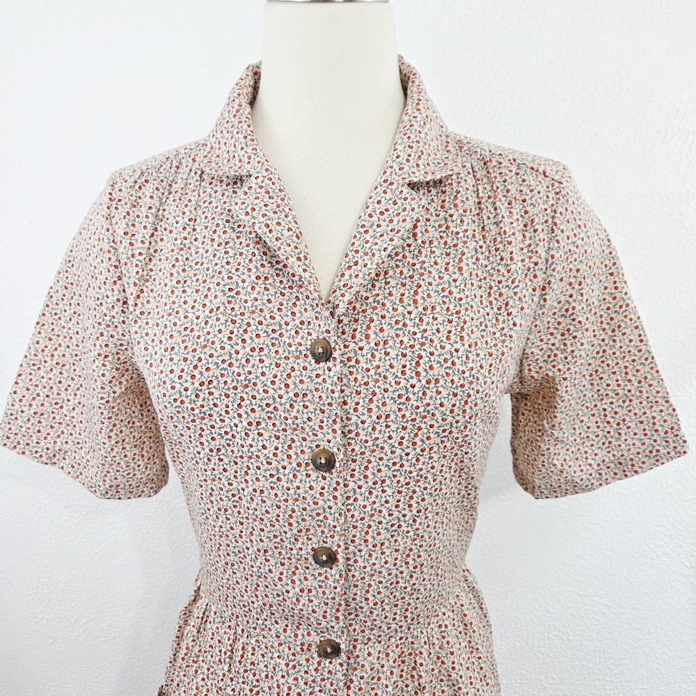 Roolee Belinda Button Down Floral Ditsy Midi Dress Retro Women's Size Small - Picture 4 of 7